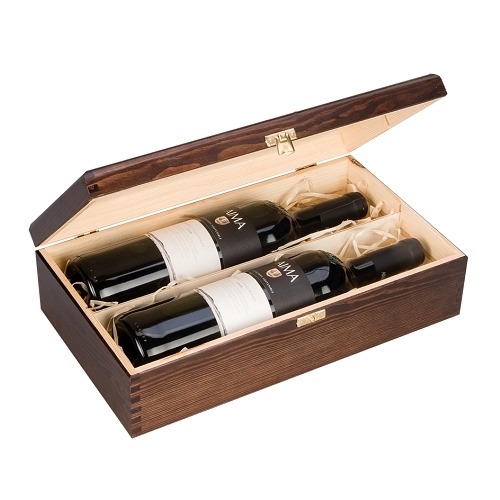 Drewniane pudełko na wino K-982 EX Brąz