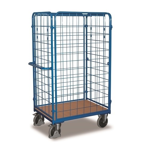 Niebieski wózek transportowy do przewozu paczek o wadze 48,5 kilograma