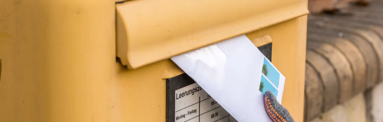 Wrzucanie listu do skrytki pocztowej żółtej