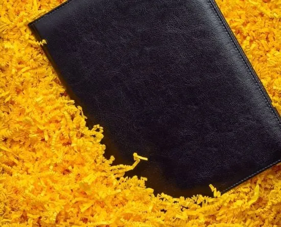 Portfel i żółty wypełniacz dekoracyjny sizzlepak