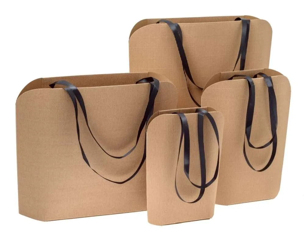 Papierowe torby karbowane z wstążką