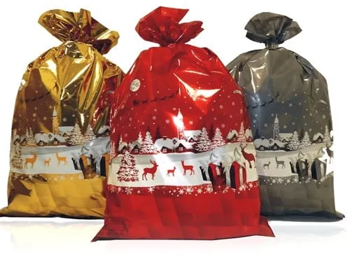 Celofanowe woreczki ozdobne na prezenty świąteczne