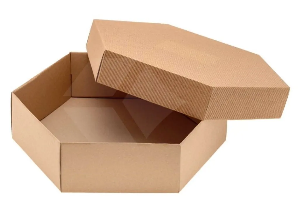 sześciokątne pudełko z tektury karbowanej