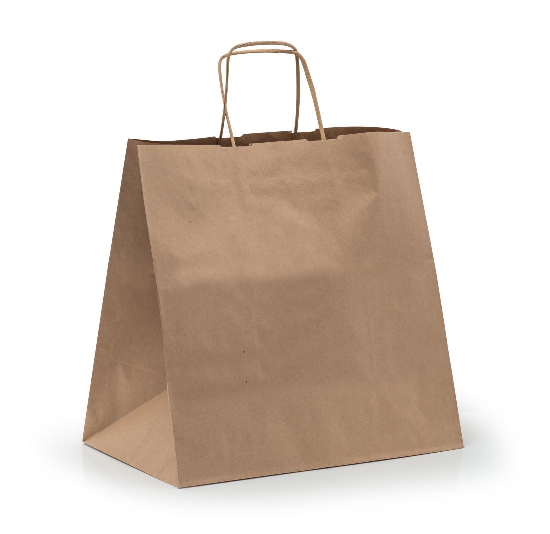 Cateringowa torba brązowa z poszerzanym dnem