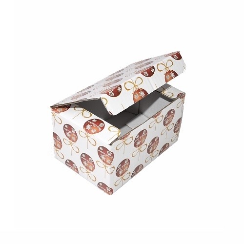 Białe opakowanie ozdobne z motywem bożonarodzeniowych bombek w kolorze czerwonym do pakowania różnego rodzaju upominków