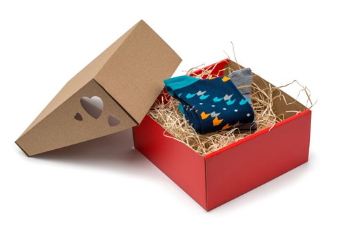 Pudełko ozdobne z wieczkiem EKO SERCE CZERWONE 200x200x100mm