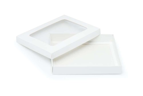 Pudełko ozdobne płaskie białe 195x155x30mm z oknem