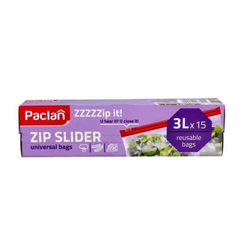 Paclan woreczki strunowe z suwakiem 3 l do żywności, 15 szt.