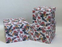Zestaw pudełek KWADRAT KWIATY DŻUNGLA (3 szt)