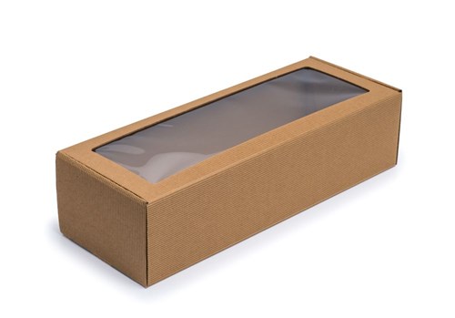 Pudełko ozdobne z oknem EKO karbowane 400x150x100mm F427