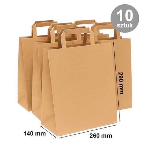 Torba 260x140x290 / BRĄZOWA uchwyt płaski - Pakiet 10szt
