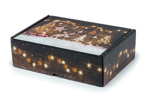 Pudełko świąteczne 310x220x98 mm Złoto-Czarne Renifer F427