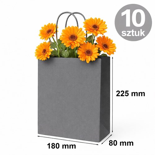 Torba papierowa kraft szara 180×80×225 mm 10 sztuk