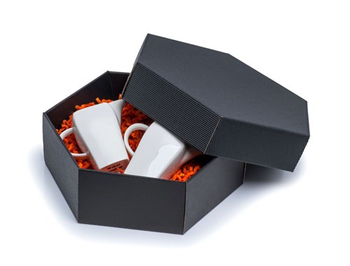 Pudełko karbowane z wieczkiem czarne 6-kątne 240x240x90mm