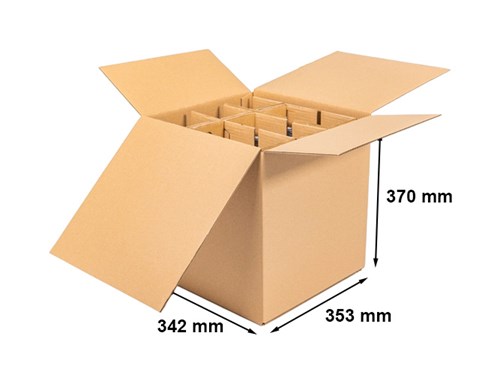 Karton klapowy 353x342x370 mm – transportowy karton na 9 butelek