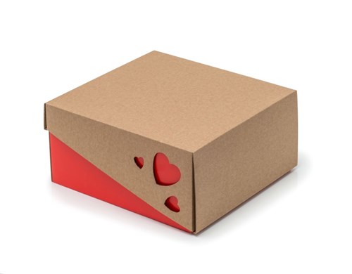 Pudełko ozdobne z wieczkiem EKO SERCE CZERWONE 200x200x100mm