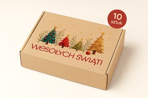 karton świąteczny, pudełko fasonowe, karton choinki, pakiet 10 sztuk, karton prezentowy