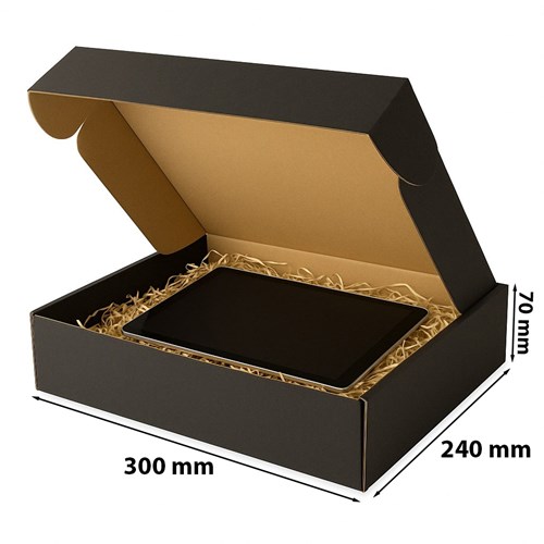 Pudełko Prezentowe Ozdobne Czarne 300x240x70mm (zewnętrzny) Fasonowe