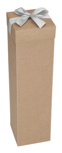 Pudełko K-867 EKO brązowe na wino kokarda Srebrna