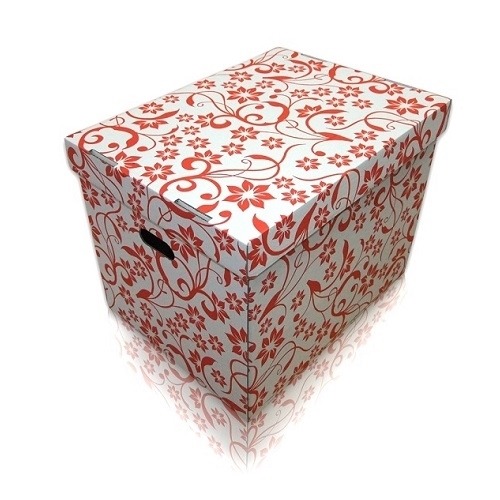 Pudełko ozdobne z czerwonym wzorem - 42x32x32cm