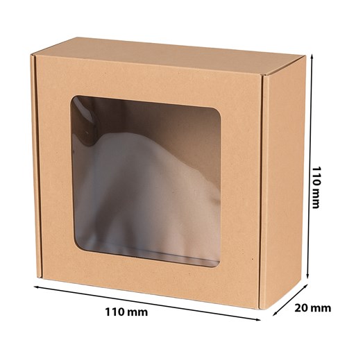 Pudełko z okienkiem EKO brąz 110x110x20mm Fala E