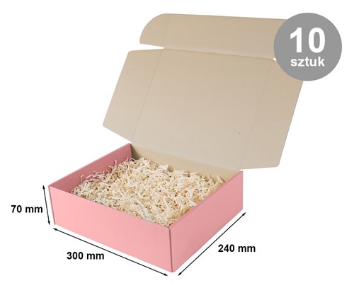 karton różowy, pudełko fasonowe, karton paczkomat A, karton 300x240x70, pakiet 10 sztuk