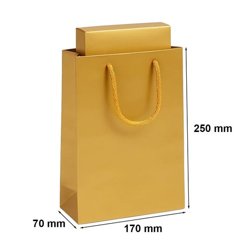 Złote torby prezentowe Prestige, pakiet 2 szt., 170 x 70 x 250 mm