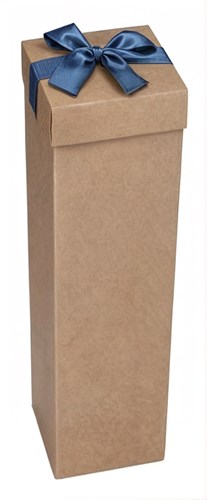 Pudełko K-867 EKO brąz na wino kokarda Niebieska