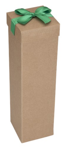 Pudełko K-867 EKO brązowe na wino kokarda Zielona