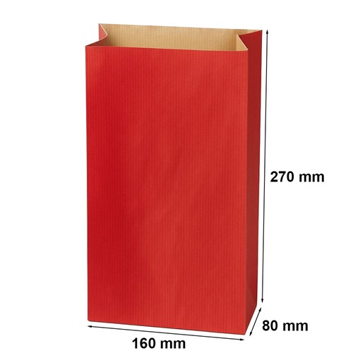 Torebka fałdowa KRAFT RED 160x270+80mm