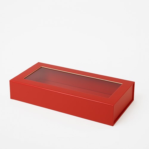 Pudełko Magnetyczne  Czerwone Z Okienkiem 345x150x55mm (zew) F2