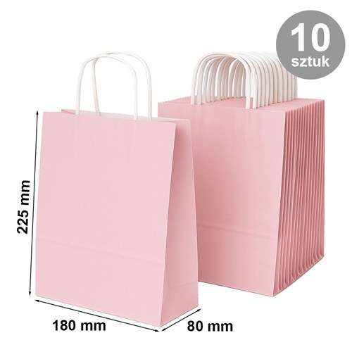 Pakiet - Torba papierowa na prezent 180x80x225 / PASTELOWY RÓŻ. 10 szt
