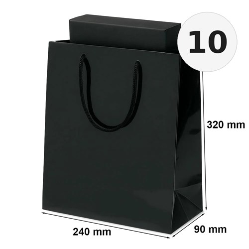 Torby laminowane czarne 240x90x320 mm torby prezentowe 10 szt