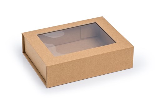 Pudełko Magnetyczne Kraft z Okienkiem 200x150x55mm (zew) B6 Prezentowe