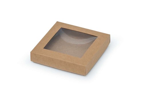 Pudełko ozdobne płaskie kraft 105x105x20mm z oknem