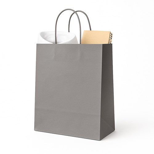 Szara torebka papierowa 350x140x440 mm z uchwytem – stylowa i wytrzymała