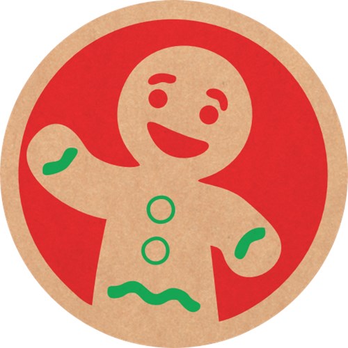 Naklejki świąteczne okrągłe Kraft Fi35mm Ciastek, 200szt