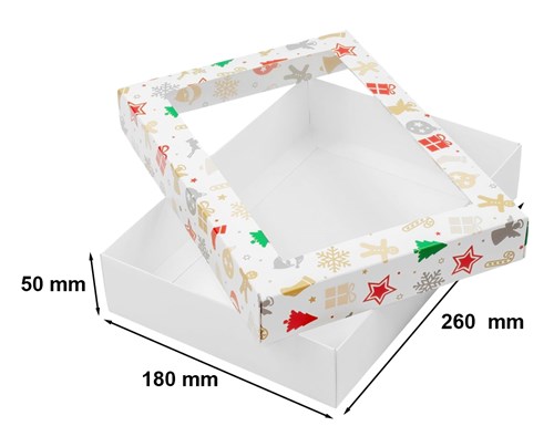 Pudełko ozdobne z oknem prezenty 260x180x50mm