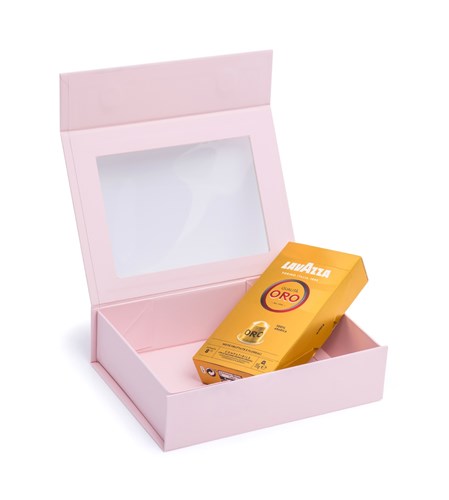 Pudełko Magnetyczne Różowe z okienkiem 200x150x55mm (zew) B6 Ozdobne