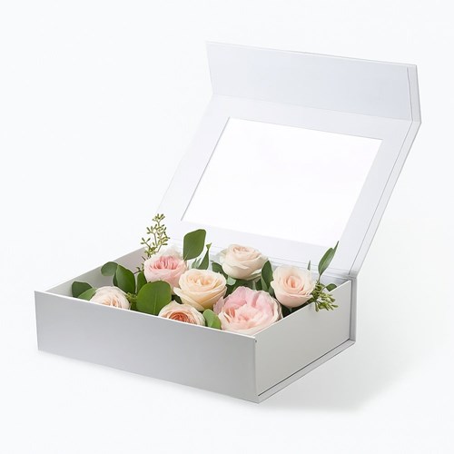 Pudełko Magnetyczne Białe z okienkiem 200x150x55mm(zew) B6 Prezentowe