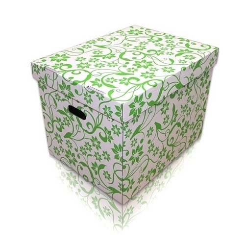 Pudełko ozdobne z zielonym wzorem - 42x32x32cm
