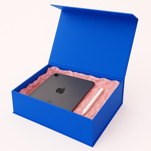 pudełko niebieskie 350x250x100, Pantone 293C, magnetyczne z klejem 3M, royal blue gift box, opakowanie premium