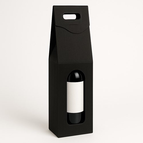 Pudełko karbowane czarne na wino 85x85x395mm