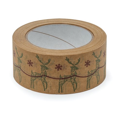 Taśma Świąteczna Papierowa Jelonek Zielony 48mm/50