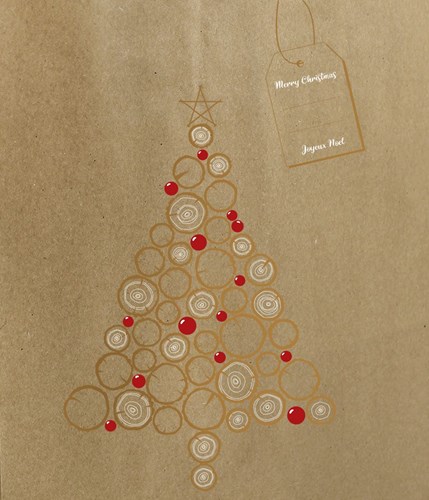 Torba upominkowa świąteczna KRAFT 180x80x220mm CHOINKA