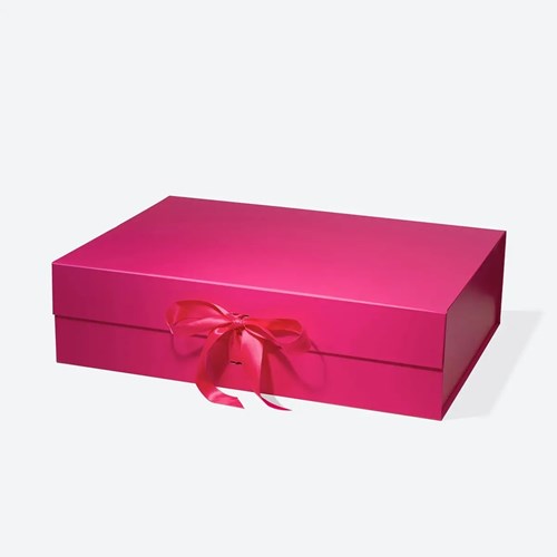 Pudełko magnetyczne prezentowe magenta 330 x 255 x 115 mm, eleganckie opakowanie premium