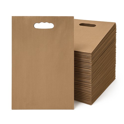 Torby papierowe FAŁDOWE 180x80x370mm BRĄZ 1000szt