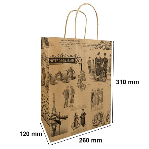 Torba papierowa upominkowa MÉTROPOLITAIN 260x120x310mm KRAFT