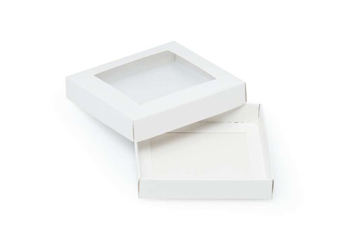 Pudełko ozdobne płaskie białe 105x105x20mm z oknem