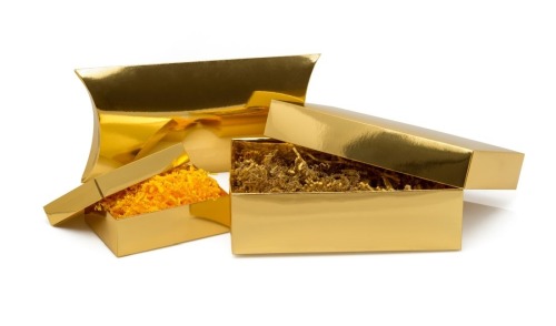 Złote pudełko laminowane z wieczkiem